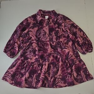 Maeve Anthropologie The Bettina Corduroy Tiered Mini Shirt Dress